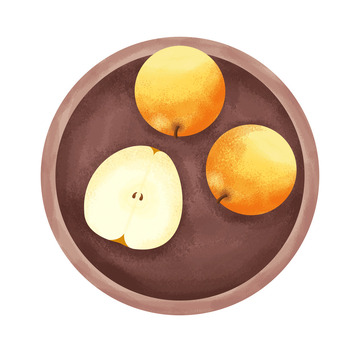 黄色南果梨水果香梨手绘