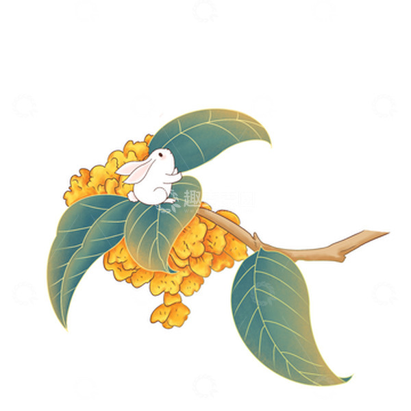 源文件下载【趣麦麦图】中秋节玉兔桂花