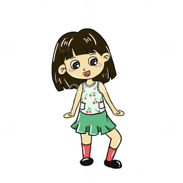 源文件下载【趣麦麦图】卡通小女孩手绘图