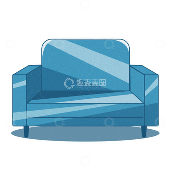 源文件下载【趣麦麦图】蓝色卡通家具单人沙发