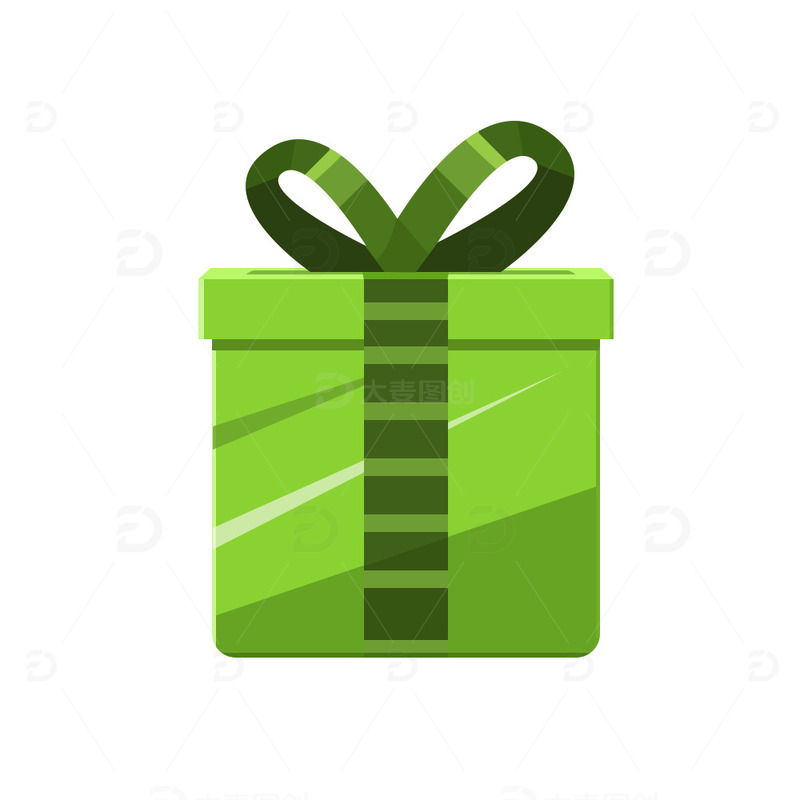 绿色卡通礼物礼盒