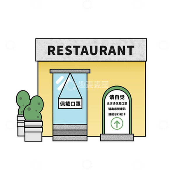 源文件下载【趣麦麦图】新冠疫情防控商家店铺卡通素材