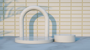 白色C4D小清新简约场景创意展台背景