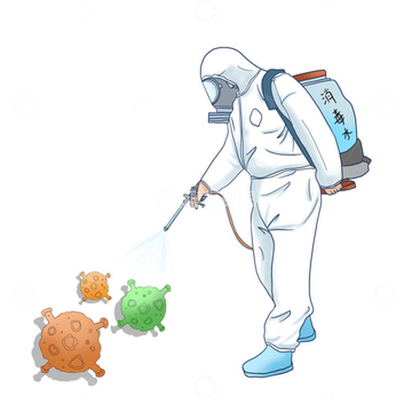 源文件下载【趣麦麦图】-手绘疫情防护消毒员元素