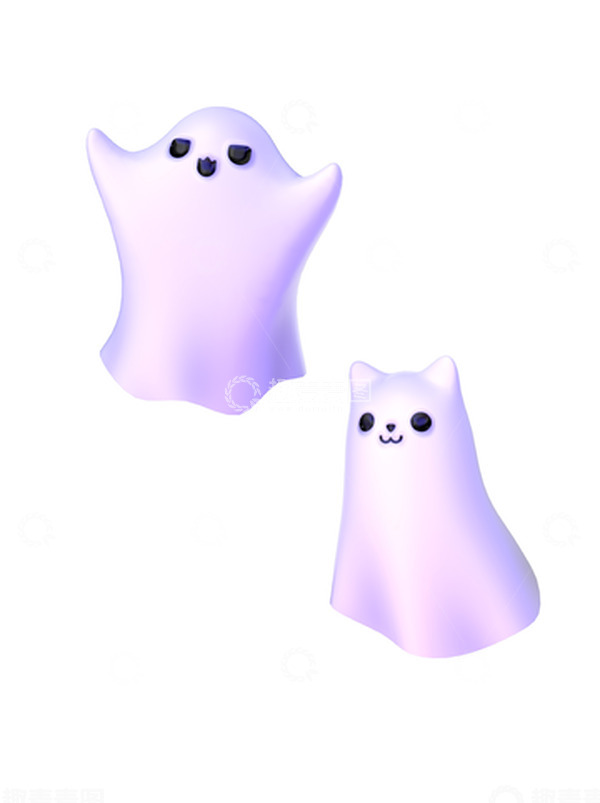 源文件下载【趣麦麦图】3D立体中元节可爱幽灵卡通装饰元素