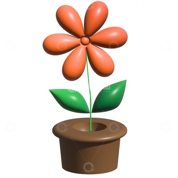 源文件下载【趣麦麦图】3D立体花盆栽