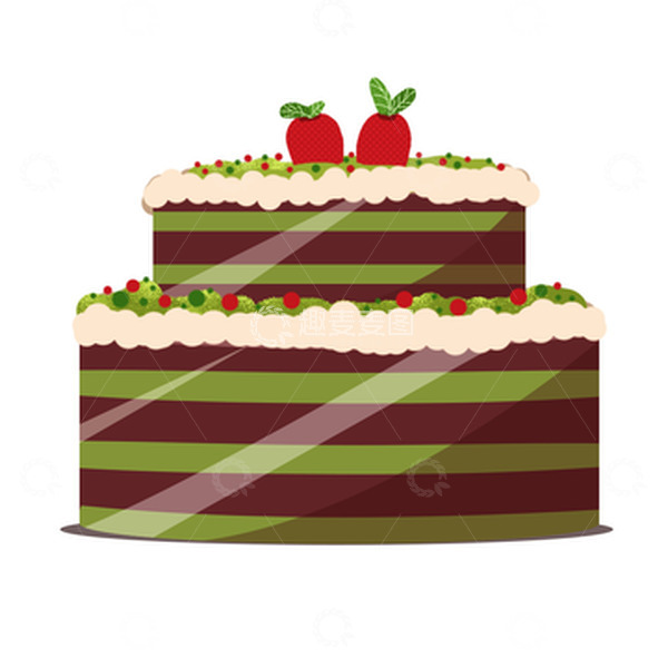 源文件下载【趣麦麦图】绿色卡通生日蛋糕礼物