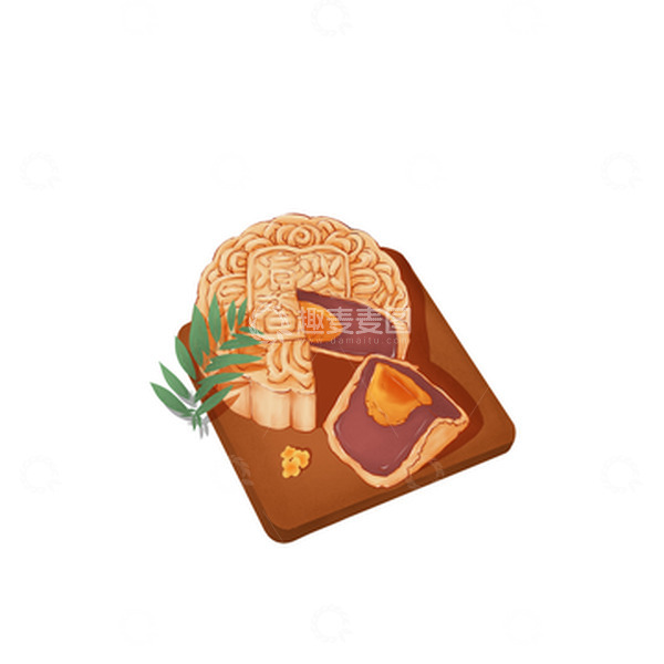 源文件下载【趣麦麦图】中秋节紫薯蛋黄月饼