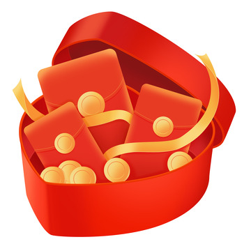 3D爱心红包礼盒电商节日大促优惠卷装饰