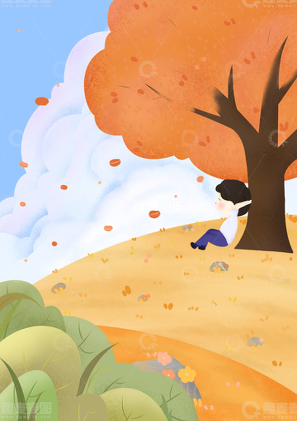 源文件下载【趣麦麦图】秋天立秋手绘背景图