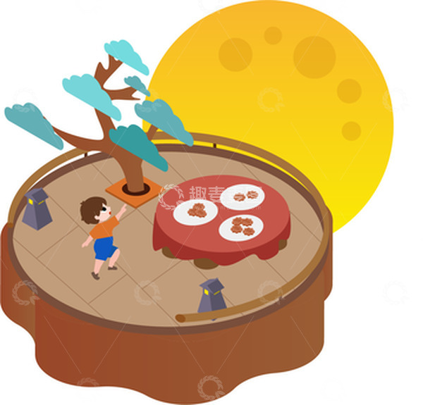 源文件下载【趣麦麦图】国风手绘月饼中秋