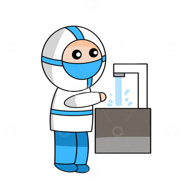 源文件下载【趣麦麦图】疫情防控医护人员勤洗手手绘卡通元素