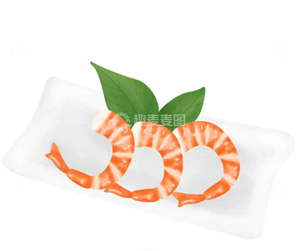 源文件下载【趣麦麦图】食品大虾仁美食海鲜手绘