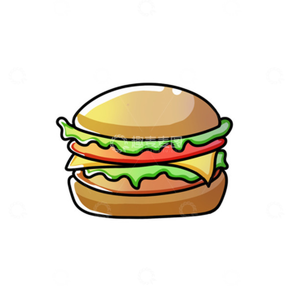 源文件下载【趣麦麦图】-汉堡食物手绘插画