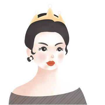 美丽的婚纱公主插画头像