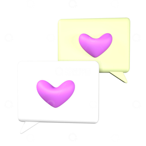 源文件下载【趣麦麦图】可爱3d对话框卡通C4D立体爱心元素