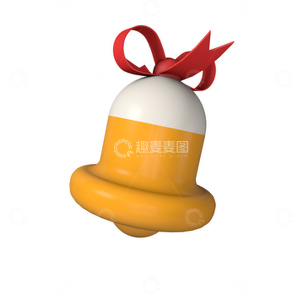 源文件下载【趣麦麦图】黄色可爱卡通铃铛3D铃铛圣诞装饰