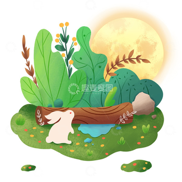 源文件下载【趣麦麦图】绿色植物场景元素插画