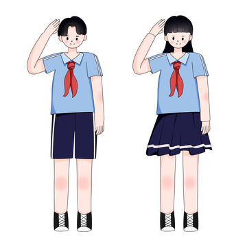 国庆节升旗学生敬礼人物