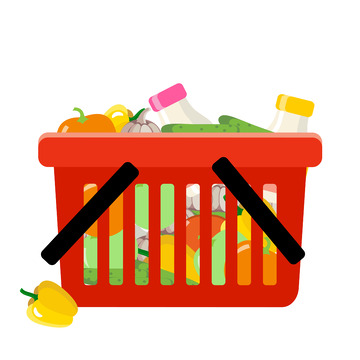 卡通矢量超市购物篮免抠元素