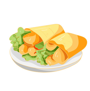 矢量手绘简约卡通鸡肉卷装饰元素