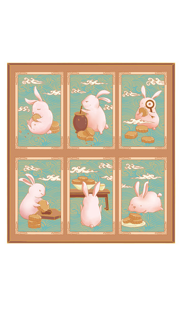 手绘中秋兔子合集