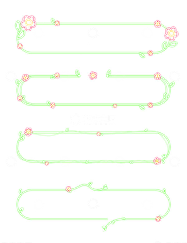 源文件下载【趣麦麦图】绿色清新春天可爱花朵霓虹灯文字边框元素