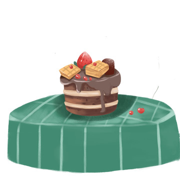 棕色小清新儿插巧克力草莓蛋糕