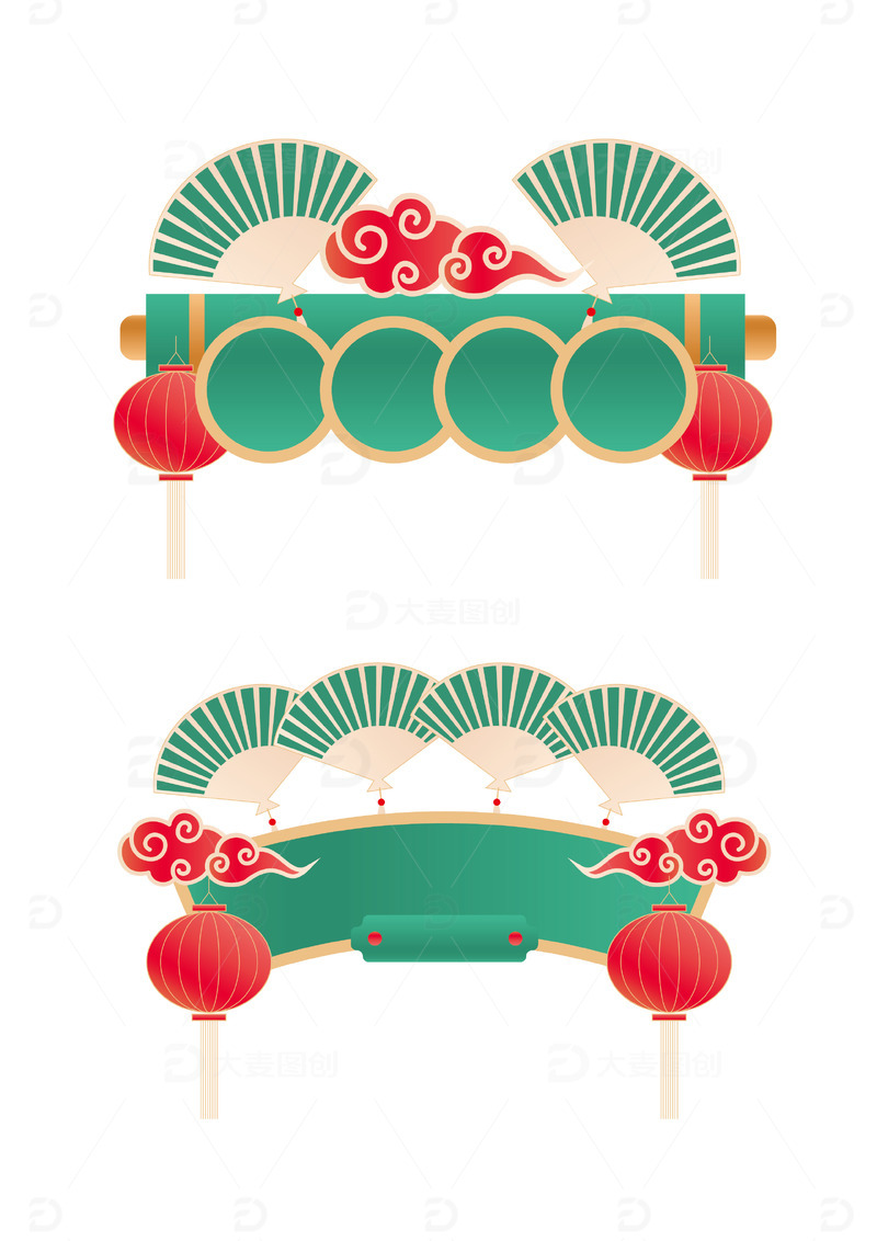 源文件下载【趣麦麦图】-国庆中国风撞色标题边框