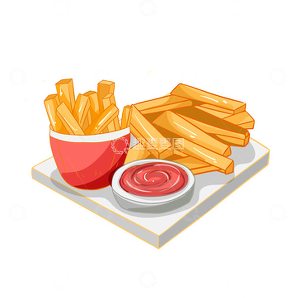 源文件下载【趣麦麦图】矢量手绘简约快餐炸薯条装饰元素