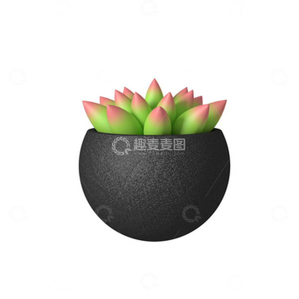 源文件下载【趣麦麦图】-可爱多肉带花盆小盆栽植物