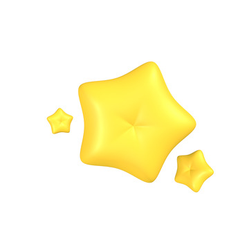 3D立体黄色五角星装饰图标