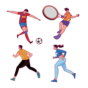 扁平化卡通运动人物组合
