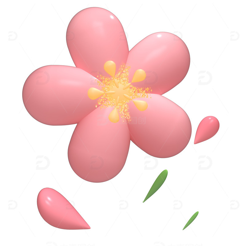 3D立体小清新花朵树叶装饰