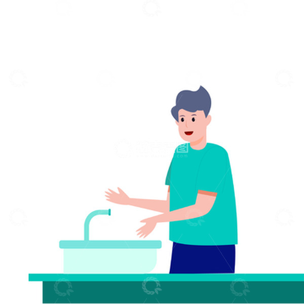 源文件下载【趣麦麦图】洗手台清洁手预防疾病