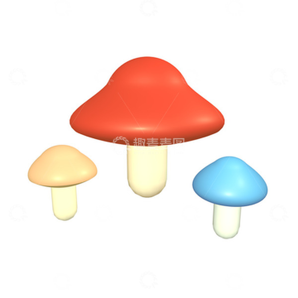 源文件下载【趣麦麦图】C4D立体蘑菇植物元素