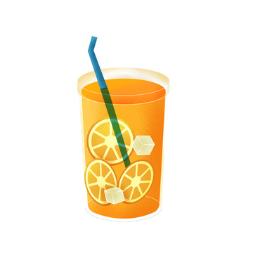 手绘噪点肌理风橘子汽水