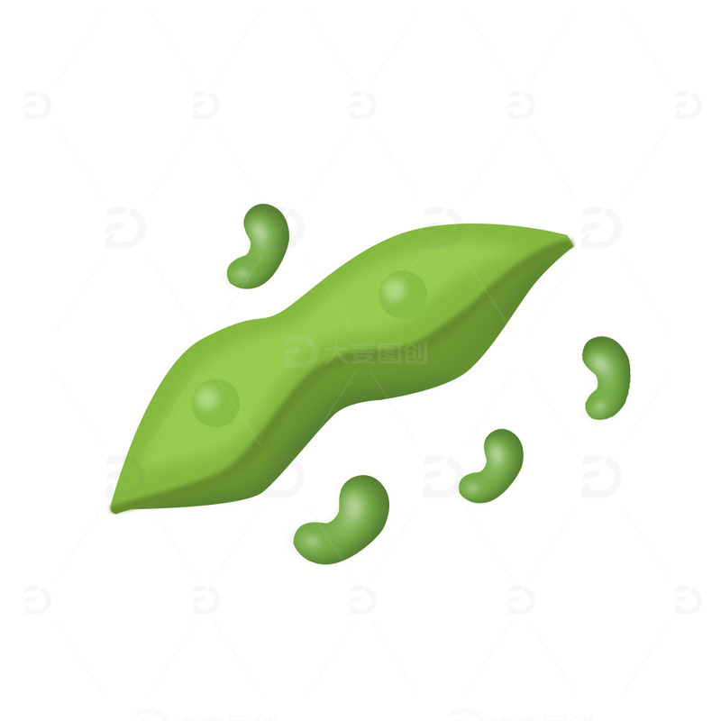 绿色蔬菜豆类植物豆角卡通插画元素