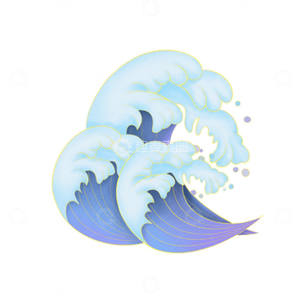 源文件下载【趣麦麦图】国潮风紫色海浪