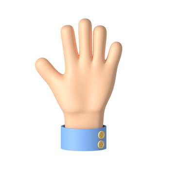 3d立体卡通张开五指手势装饰元素