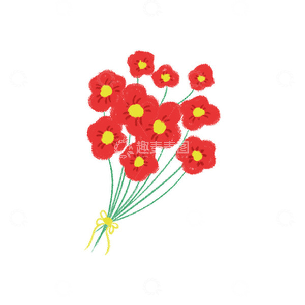 源文件下载【趣麦麦图】红色卡通手绘小花庆祝国庆元素