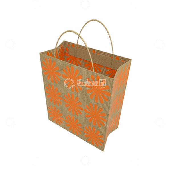 源文件下载【趣麦麦图】3D立体仿真小橙花环保纸袋手提袋