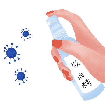 疫情防护酒精消毒插画图片
