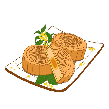 中秋节手绘蛋黄月饼