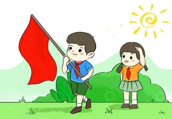 源文件下载【趣麦麦图】国庆少先队学生敬礼手绘图