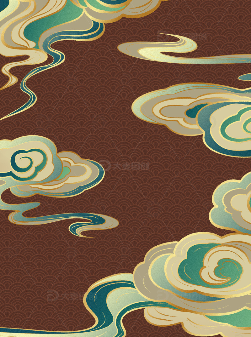 源文件下载【趣麦麦图】手绘国风国潮敦煌中式复古背景