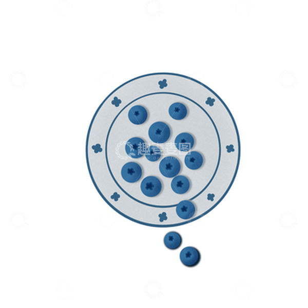 源文件下载【趣麦麦图】装着蓝莓的日式小盘子手绘插画图片