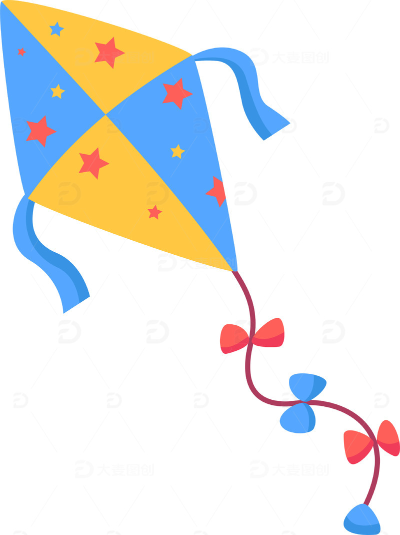 春游秋游小朋友放风筝矢量元素