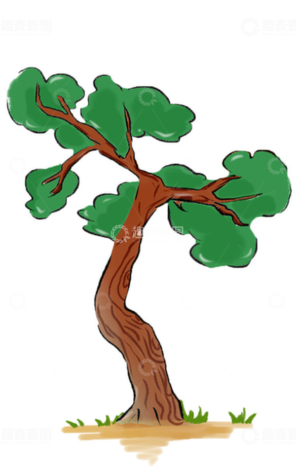 源文件下载【趣麦麦图】绿色大树手绘图