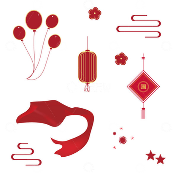 源文件下载【趣麦麦图】国庆红色手绘矢量漂浮素材